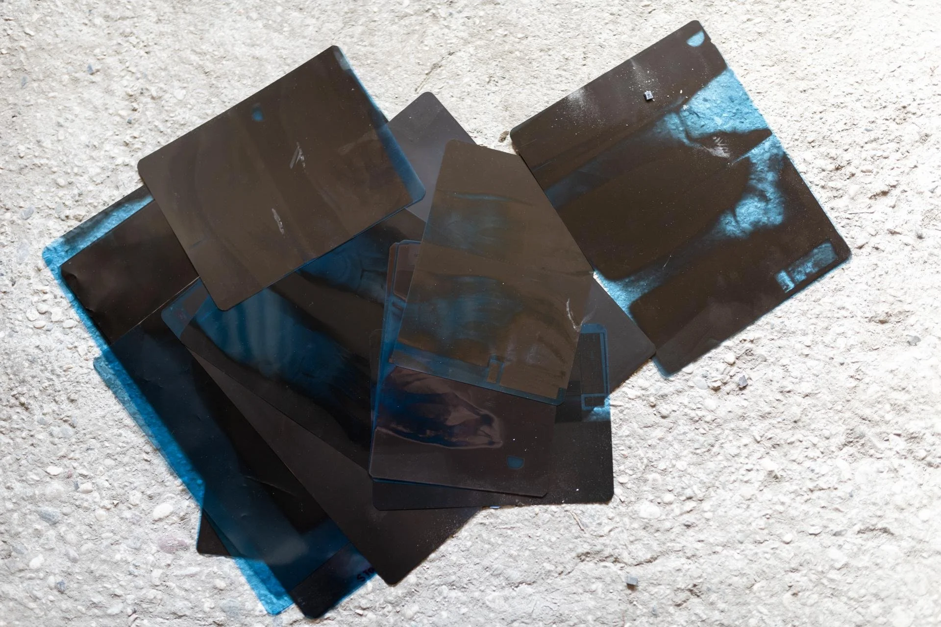 Sheets of used X-ray film